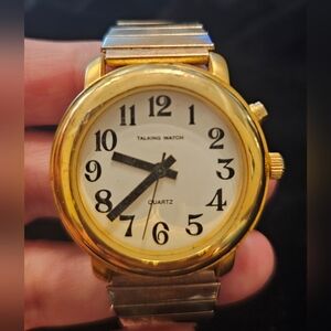 Men's Deluxe Talking Watch Silver Tone Watch May Need Battery or Use For Parts